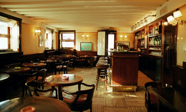 The interior of Harry’s Bar in Venice, known for inventing the Bellini cocktail in the 1940s,